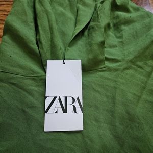 💋 NWT Zara green dress halter top back out flare dress